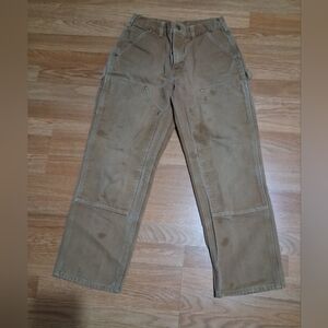 Carhartt Men's Tan Color  Pants Double Knick 30x30 Made In Usa